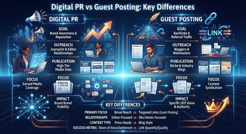 Digital PR vs Guest Posting: Key Differences