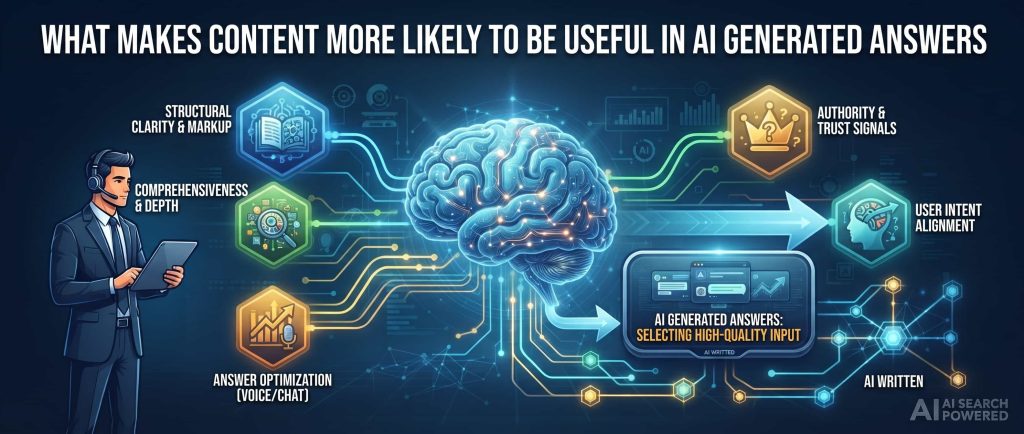 What Makes Content More Likely to Be Useful in AI Generated Answers